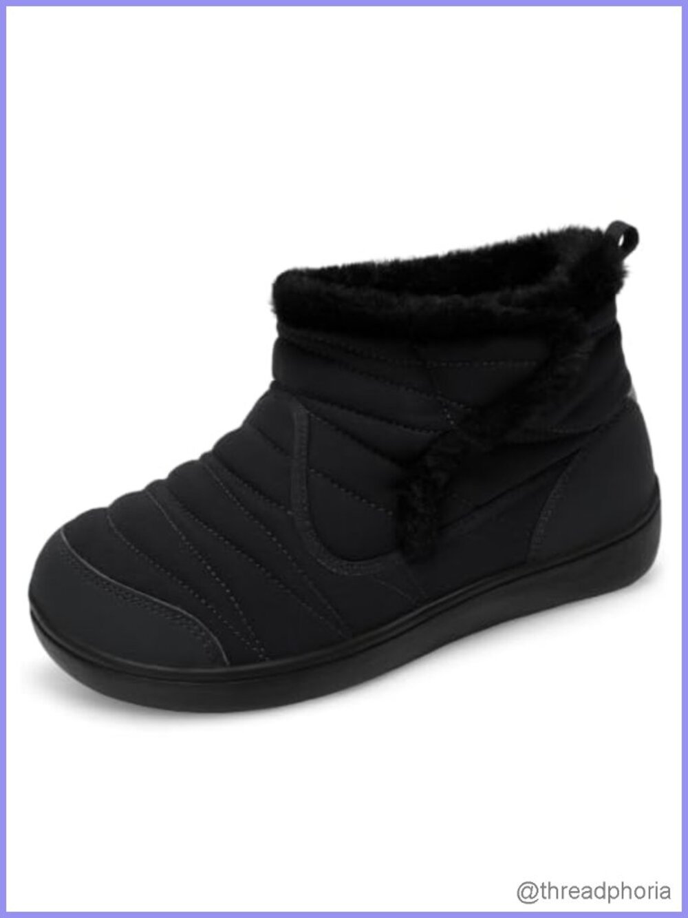 Quilted Water Resistant Wide Toe Fur Lined Ankle Snow Boots